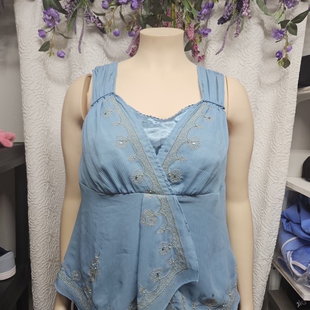 Lane Bryant Light Blue Sheer Top